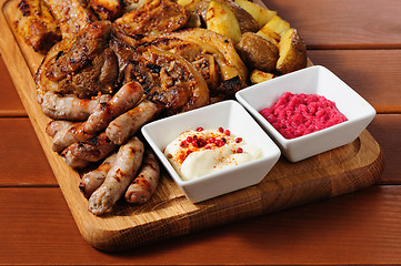 Image showing Big grilled meat and vegetables board