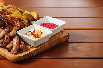 Image showing Big grilled meat and vegetables board