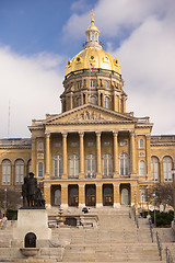 Image showing Des Moines Iowa Capital Building Government Dome Architecture