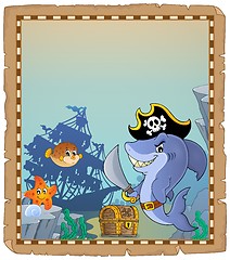 Image showing Parchment with pirate shark 2