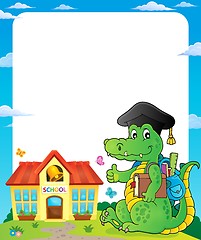 Image showing Frame with school theme crocodile