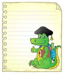 Image showing Notepad page with school theme crocodile