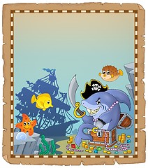 Image showing Parchment with pirate shark 1