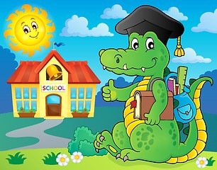 Image showing School theme crocodile image 2