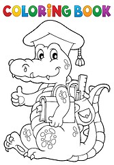 Image showing Coloring book school theme crocodile