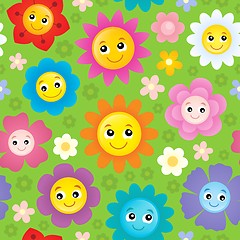 Image showing Happy flower heads seamless background 1