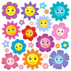 Image showing Happy flower heads theme set 1