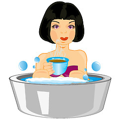 Image showing Girl with cup coffee is washed
