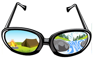 Image showing Spectacles and reflection of the nature