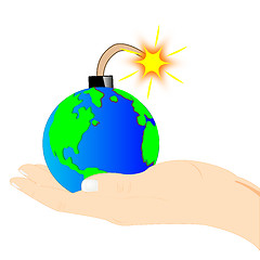 Image showing Planet bomb on palm of the person