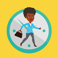 Image showing Business woman running on clock background.