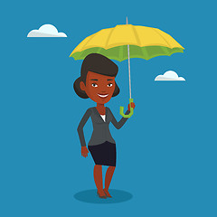 Image showing Business woman insurance agent with umbrella.