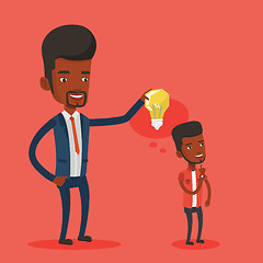 Image showing Businessman giving idea light bulb to his partner.