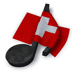 Image showing music note symbol and swiss flag - 3d rendering