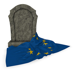 Image showing gravestone and flag of the european union - 3d rendering