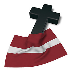 Image showing christian cross and flag of latvia - 3d rendering