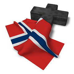 Image showing christian cross and flag of norway - 3d rendering