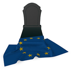 Image showing gravestone and flag of the european union - 3d rendering