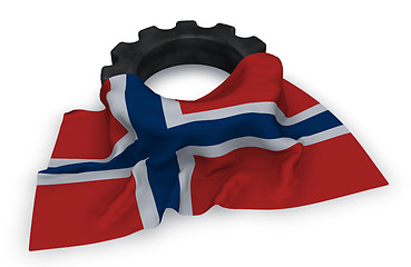 Image showing gear wheel and flag of norway - 3d rendering