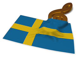 Image showing clef symbol and flag of sweden - 3d rendering