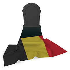 Image showing gravestone and flag of belgium - 3d rendering