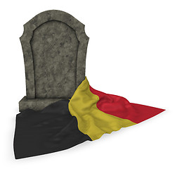 Image showing gravestone and flag of belgium - 3d rendering