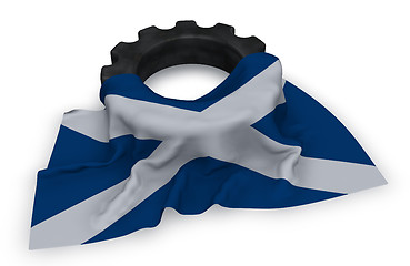 Image showing gear wheel and flag of scotland - 3d rendering