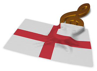 Image showing clef symbol and english flag - 3d rendering