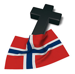 Image showing christian cross and flag of norway - 3d rendering