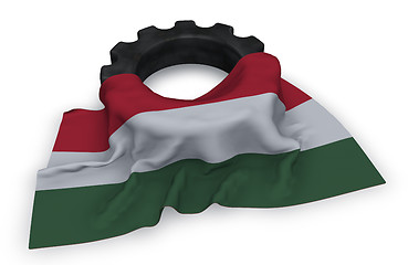 Image showing gear wheel and flag of hungaria - 3d rendering