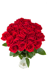Image showing Bouquet of fresh valentine red roses isolated