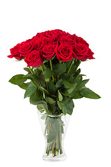 Image showing Bouquet of fresh valentine red roses isolated