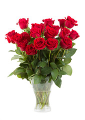 Image showing Bouquet of fresh valentine red roses isolated