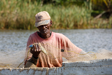 Image showing Fisherman life in madagascar countryside on river