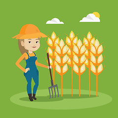 Image showing Farmer with pitchfork vector illustration.