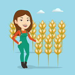 Image showing Farmer in wheat field vector illustration.