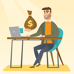 Image showing Businessman earning money from online business.