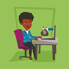 Image showing Business woman earning money from online business.