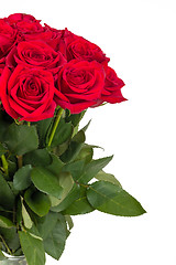 Image showing Bouquet of fresh valentine red roses isolated