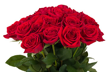 Image showing Bouquet of fresh valentine red roses isolated