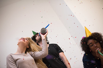 Image showing confetti party multiethnic group of people