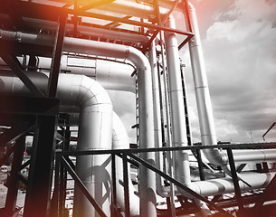 Image showing Industrial zone, Steel equipment against blue sky