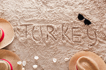 Image showing Turkey in a sandy tropical beach