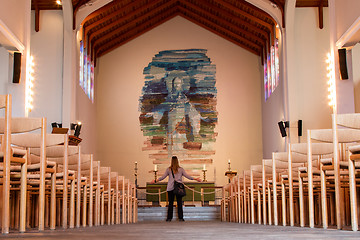 Image showing SKALHOLT, ICELAND - JULY 25: Interior of the modern Skalholt cat