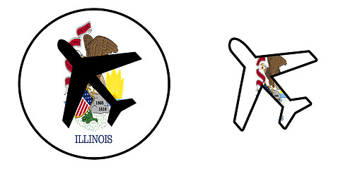 Image showing Nation flag - Airplane isolated - Illinois