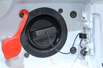 Image showing Open hatch of the car gas tank.