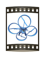 Image showing Drone, quadrocopter, with photo camera flying. 3d render. The fi