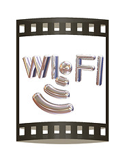 Image showing Metal WiFi symbol. 3d illustration. The film strip