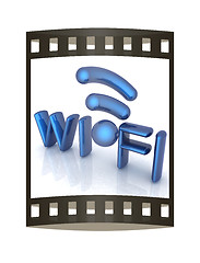 Image showing WiFi symbol. 3d illustration. The film strip