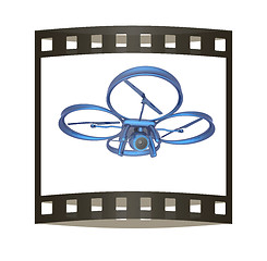 Image showing Drone, quadrocopter, with photo camera flying. 3d render. The fi